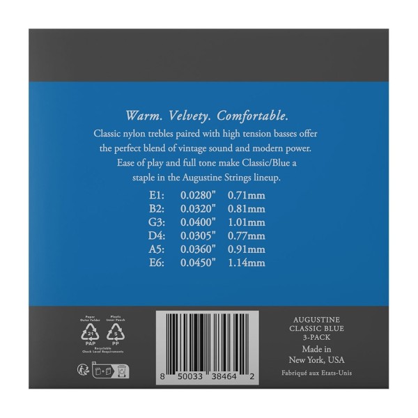 Augustine Blue Label Classical Guitar Strings 3-Pack