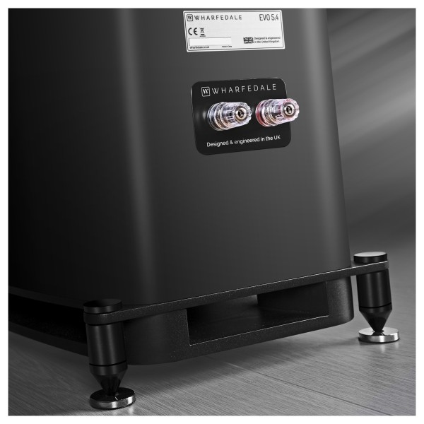 Wharfedale Evo 5.4 Floorstanding Speaker - Detail Image, Terminals and Spike Shoes