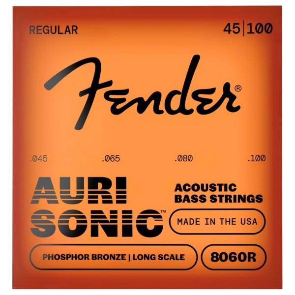 Fender AuriSonic 8060R Acoustic Bass Strings, Phosphor Bronze, Long Scale, Gauges .45-.100, (4)