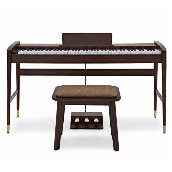 Keynote Contemporary Digital Piano with Bluetooth Walnut, Stool Pack