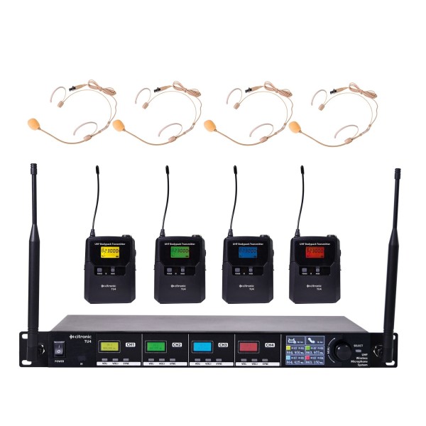 Citronic TU4 Quad PLL Mic Set 4 Bodypack - Receiver, Front 1