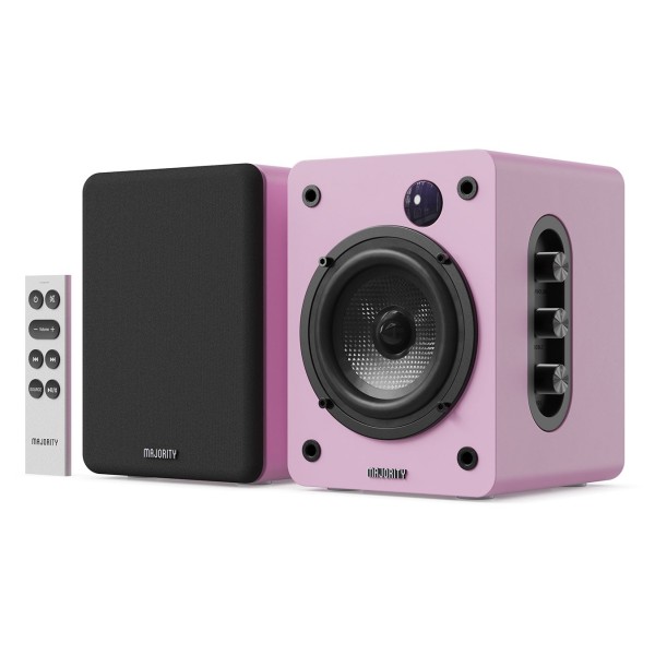 Majority D50X Bluetooth Bookshelf Speakers, Pink