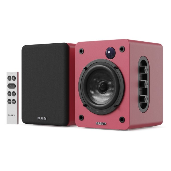 Majority D50X Bluetooth Bookshelf Speakers, Maroon