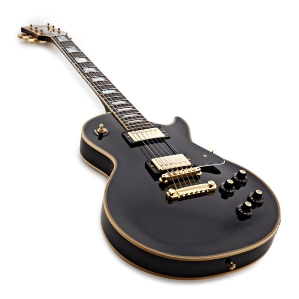 Gibson Custom 1968 Les Paul Custom Reissue, Ebony #603788 - angled shot