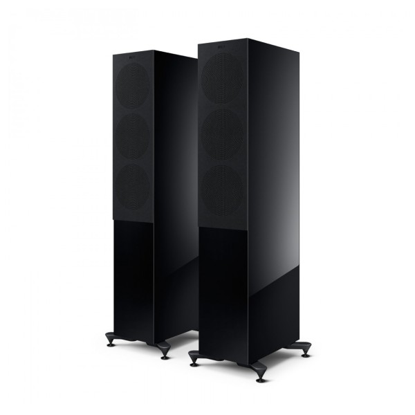 KEF R7 Meta Floorstanding Speakers (Pair), Black Gloss - grille 