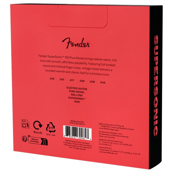 Fender SuperSonic 150R Guitar Strings, Pure Nickel, Ball End, Gauges .010-.046 (3-Pack) - bavck