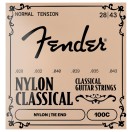 Fender 100C Nylon Classical Acoustic Guitar Strings, Clear/Silver, Tie End, .028-.043 Gauges