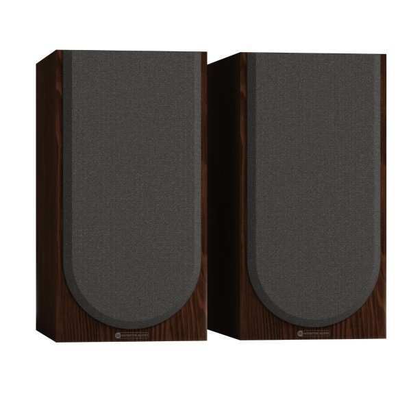 Monitor Audio Silver 100 8G Standmount Speakers (Pair), European Walnut - grille