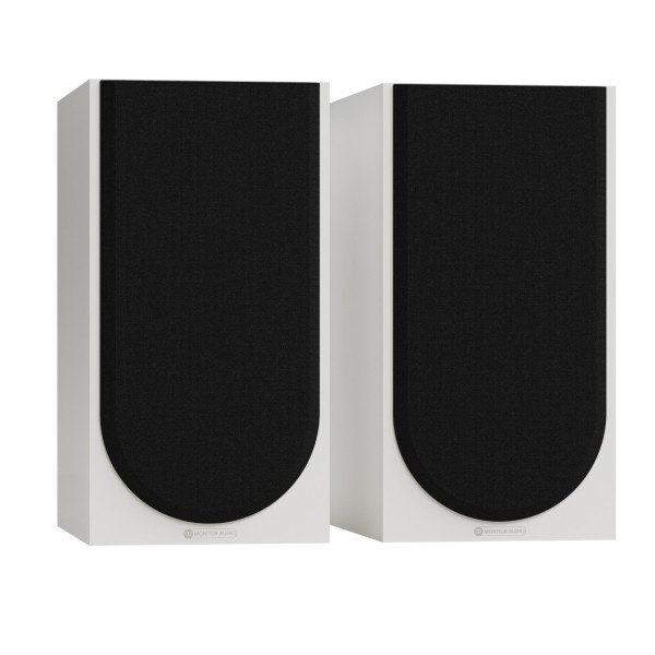 Monitor Audio Silver 100 8G Standmount Speakers (Pair), Satin White - grille