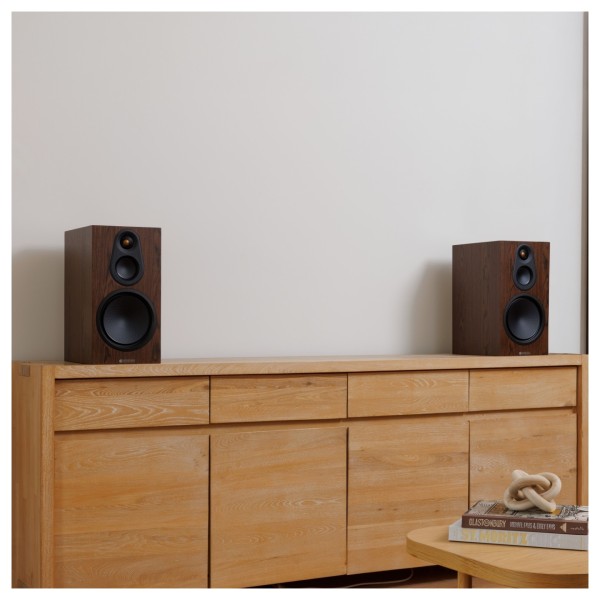 Monitor Audio Silver 100 8G Standmount Speakers (Pair), European Walnut - lifestyle 
