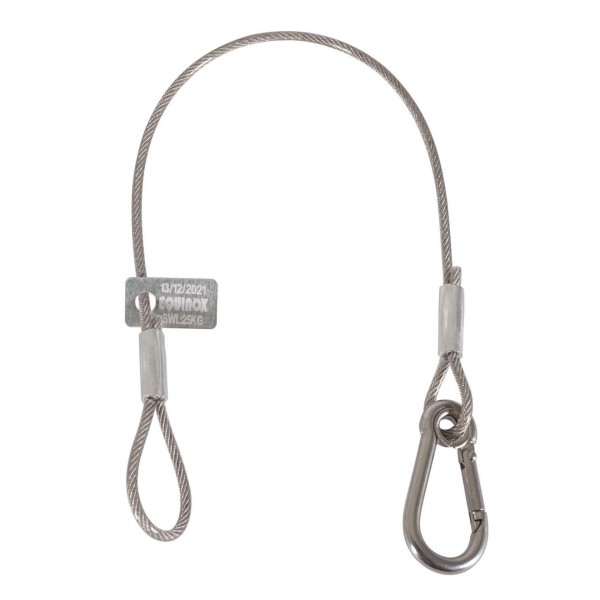 Equinox 25kg Stainless Steel Safety Wire with Carabiner, 35cm
