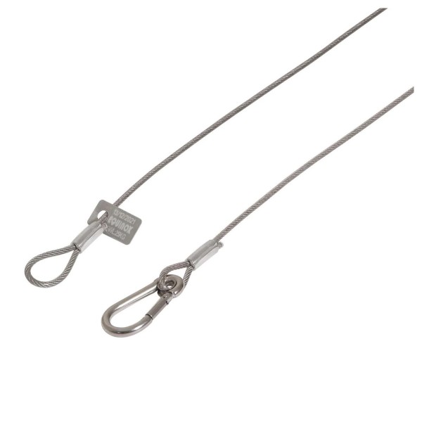 Equinox 25kg Stainless Steel Safety Wire with Carabiner, 35cm - Safety Tag