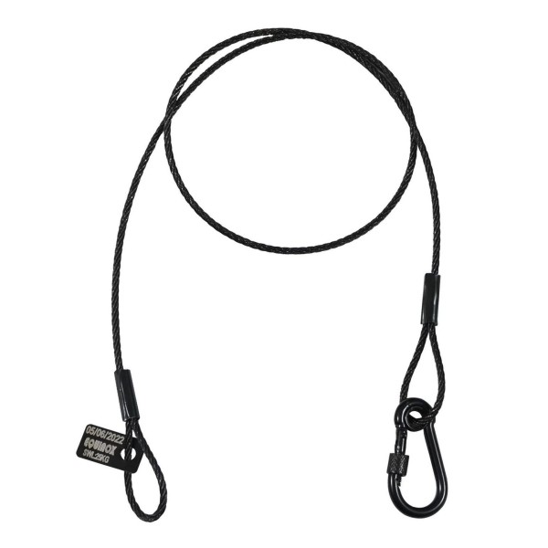 Equinox 25kg Black Stainless Steel Safety Wire with Screw Gate Carabiner, 75cm