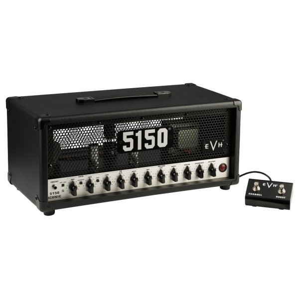 EVH 5150 Iconic Series 15W 6L6 Head, Black - amp and footswitch