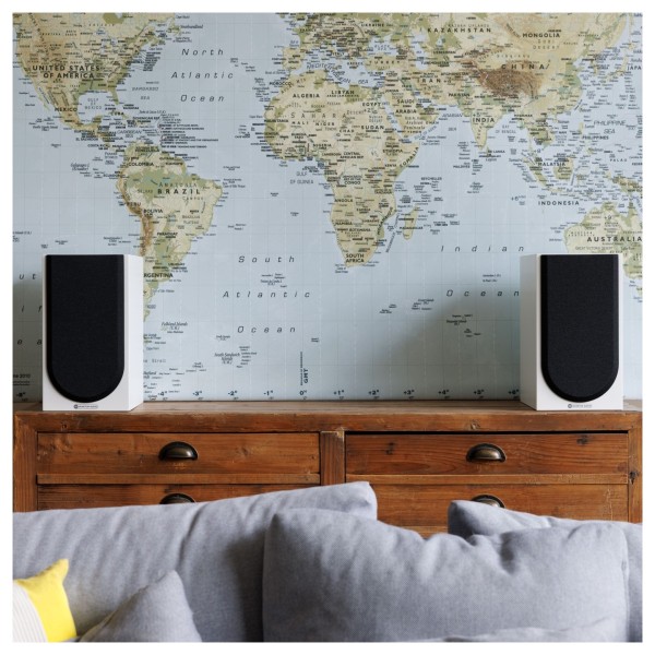 Monitor Audio Silver 50 8G Bookshelf Speakers (Pair), Satin White lifestlye 2 