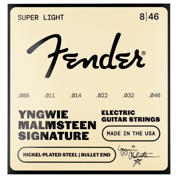 Fender Yngwie Malmsteen Electric Guitar Strings, Nickel-Plated Steel, Bullet End, Gauges .008-.046