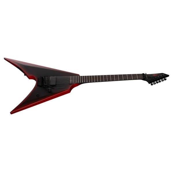 ESP LTD Arrow Black Metal II, Black Red Burst Satin - angled shot