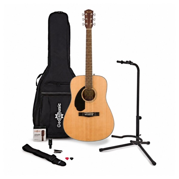 Fender CD-60S Left Handed Acoustic, Natural with Accessory Pack, Build Your Own Bundle