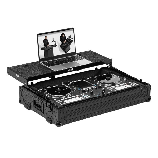 UDG Ultimate Flight Case Rane System One Blk Plus (L&W) - Angled Open 2 (System One and Laptop Not Included)