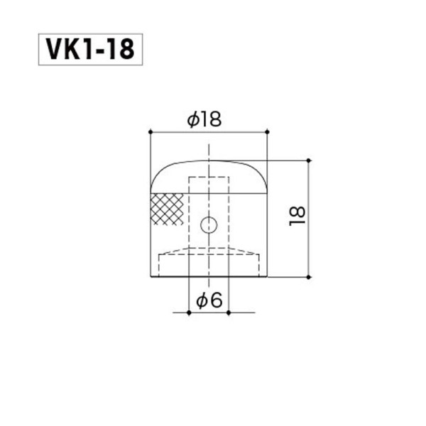 Gotoh VK1-18 Dome Knob, Chrome - chart