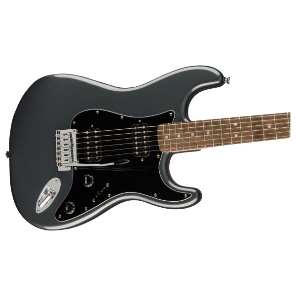 Squier Affinity Stratocaster HH LRL, Charcoal Frost Metallic body side angle