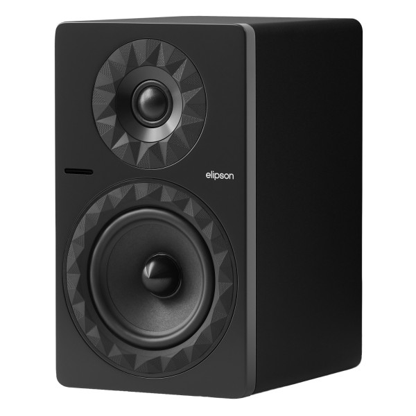 Elipson Prestige Facet II 6 BT Active Speakers (Pair), Matte Black angle front 