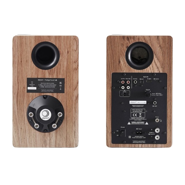 Elipson Prestige Facet II 6 BT Active Speakers (Pair), Walnut/ Matte Black- rear 