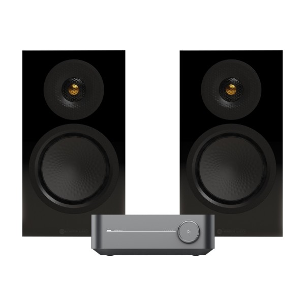 WiiM Amp Streaming Amplifier, Grey and Monitor Audio Silver 50 8G Speakers, Black Hi-Fi Bundle - main 
