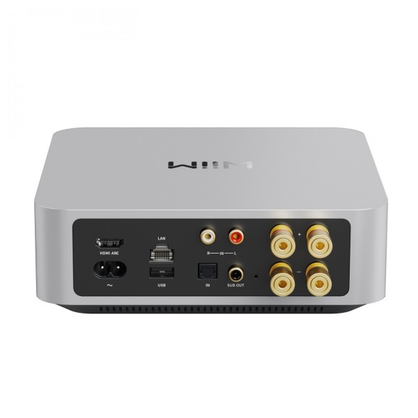 WiiM Amp Streaming Amplifier, Silver and Monitor Audio Silver 50 8G Speakers, White Hi-Fi Bundle - rear 
