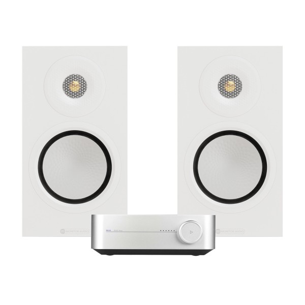 WiiM Amp Streaming Amplifier, Silver and Monitor Audio Silver 50 8G Speakers, White Hi-Fi Bundle - main 