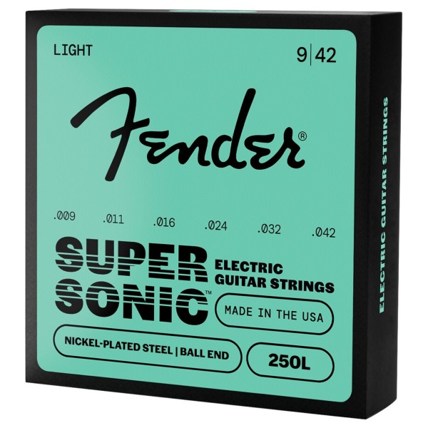 Fender SuperSonic 250L Guitar Strings, Nickel-Plated Steel, Ball End, Gauges .009-.042 (3-Pack)