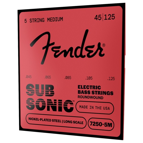 Fender SubSonic 7250-5M Bass Strings, Nickel-Plated Steel, 5-String, Long Scale, Gauges .045-.125
