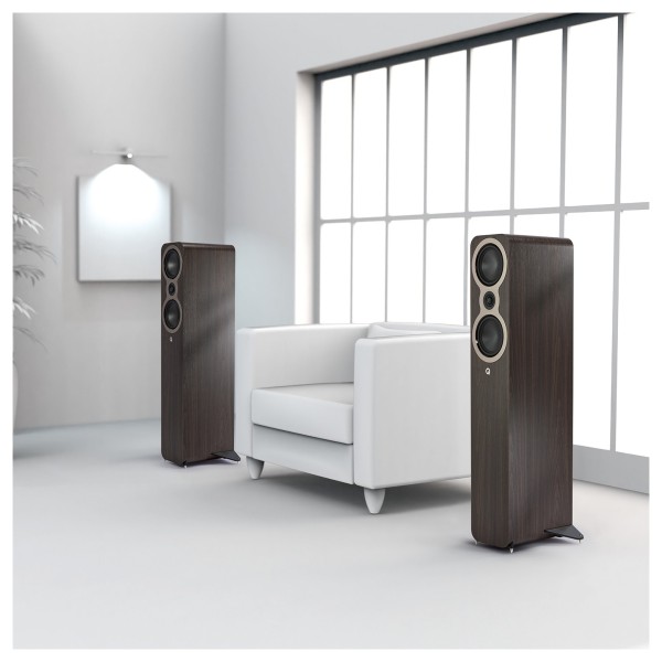 Q Acoustics 3040c Floorstanding Speakers (Pair), Walnut - lifestyle 1