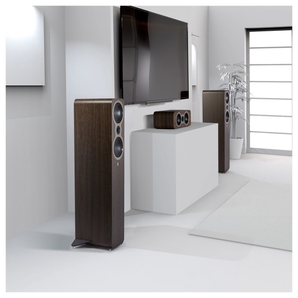 Q Acoustics 3040c Floorstanding Speakers (Pair), Walnut - lifestyle 2
