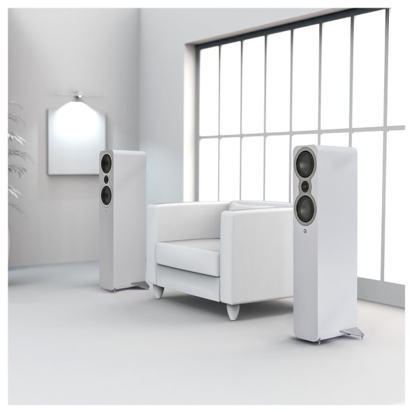 Q Acoustics 3040c Floorstanding Speakers (Pair), Satin White - lifestyle 1