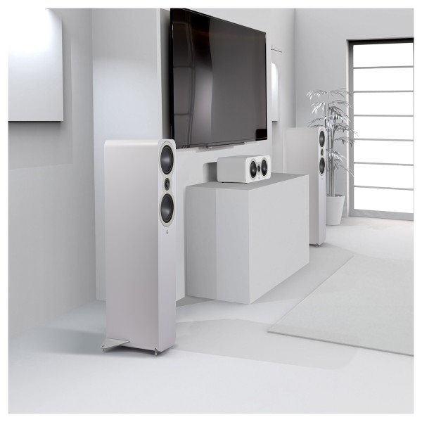 Q Acoustics 3040c Floorstanding Speakers (Pair), Satin White - lifestyle 2