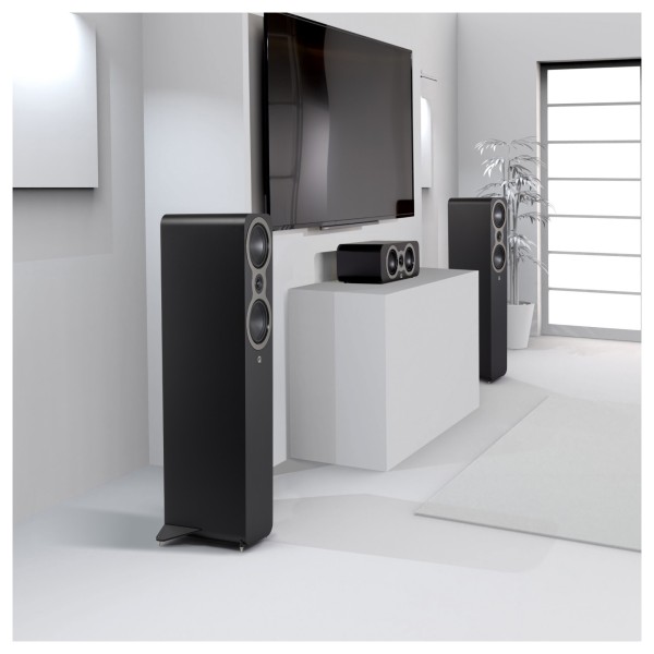 Q Acoustics 3040c Floorstanding Speakers (Pair), Satin Black lifestyle 1