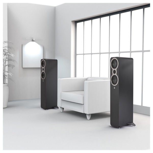 Q Acoustics 3040c Floorstanding Speakers (Pair), Satin Black lifestyle 2