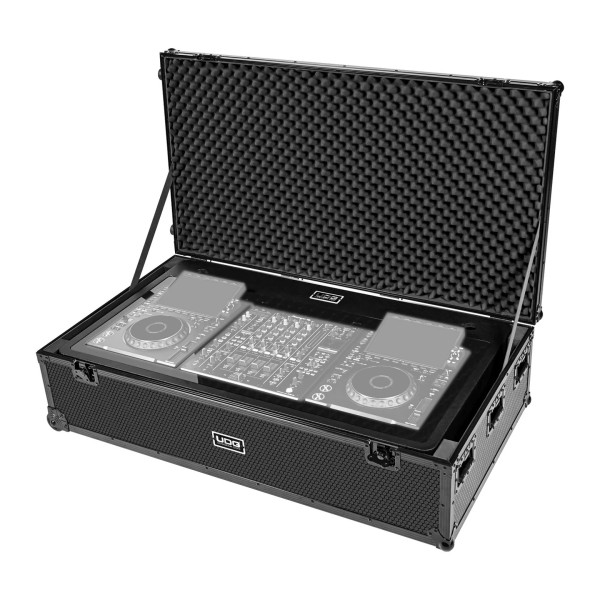 UDG Ultimate DJ Podium Flight Case, Black - Angled Open (Media Player and Mixer Not Included)