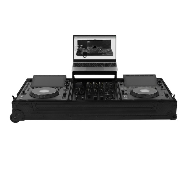AlphaTheta CDJ-3000X and DJM-V5 Flight Case, Black - Front Open (Media Player and Mixer Not Included)