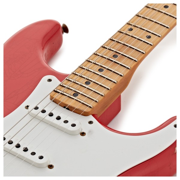 Fender Custom Shop Special Edition '58 Compound Radius Stratocaster Relic, Aged Fiesta Red - upper frets