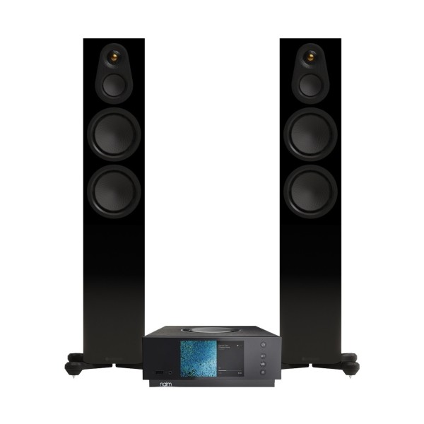 Naim Uniti Atom Music System and Monitor Audio Silver 300 8G Speakers Hi-Fi Bundle, Gloss Black - main 
