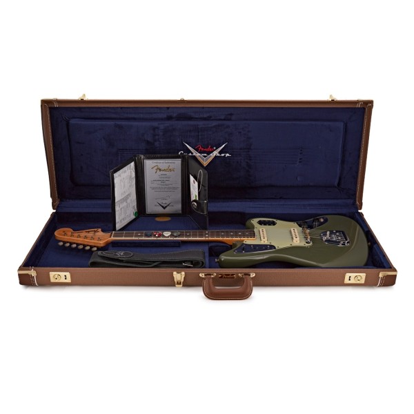 Fender Custom Shop 1965 Jaguar Journeyman Relic 3A RW, Super Faded Olive Green Metallic - guitar in case
