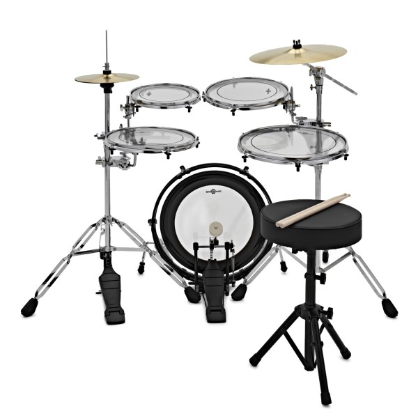 PBK+ Portable 5 Piece Busking Drum Kit by Gear4music, Stool Pack