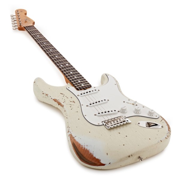 Fender Custom Shop Limited Edition '65 Strat Heavy Relic w/ CC Hardware, Aged Olympic White - angled shot