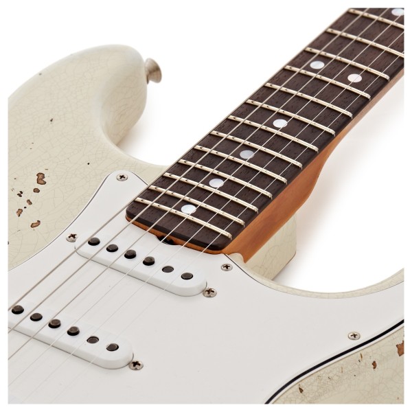 Fender Custom Shop Limited Edition '65 Strat Heavy Relic w/ CC Hardware, Aged Olympic White - upper frets