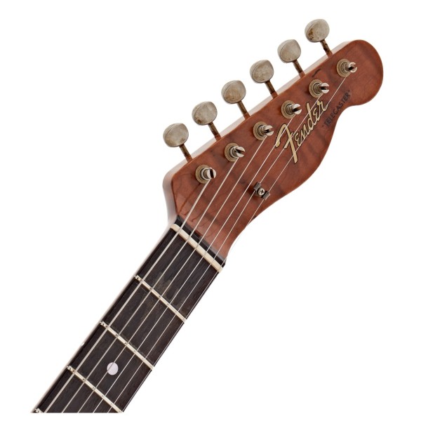 Fender Custom Shop Artisan Dual P90 Flame Maple Top Tele Relic 3A RW, Aged Tobacco Sunburst - headstock