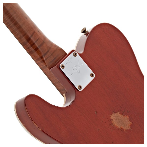 Fender Custom Shop Artisan Dual P90 Flame Maple Top Tele Relic 3A RW, Aged Tobacco Sunburst - neck joint
