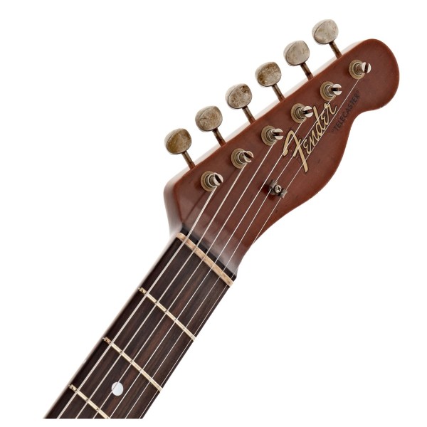 Fender Custom Shop Artisan Dual P90 Flame Maple Top Tele Relic 3A RW, Aged Tobacco Sunburst - headstock