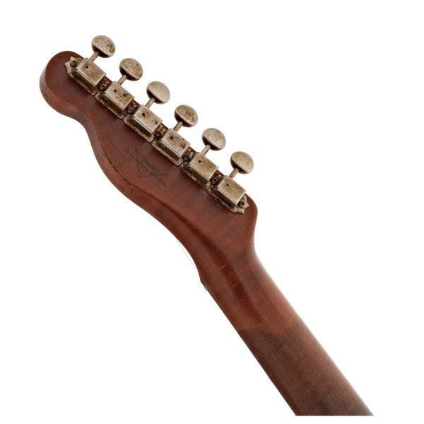 Fender Custom Shop Artisan Dual P90 Flame Maple Top Tele Relic 3A RW, Aged Tobacco Sunburst - back of headstock